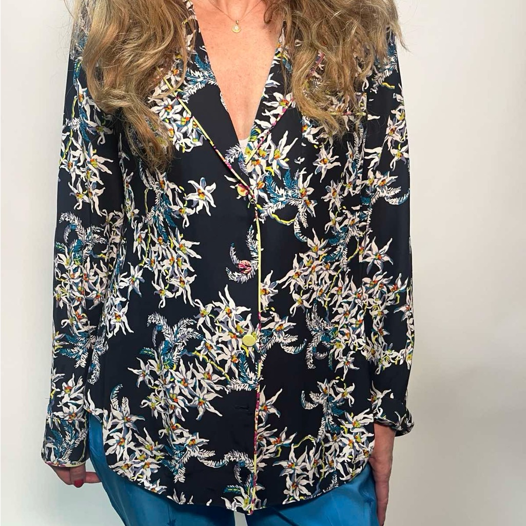 5 7 Floral Black Women's Top